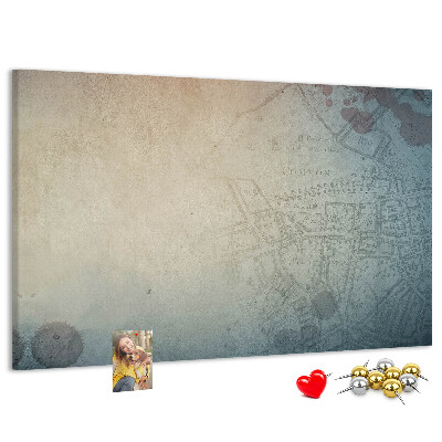 Tablero de corcho decorado mapa antiguo con delicadas manchas