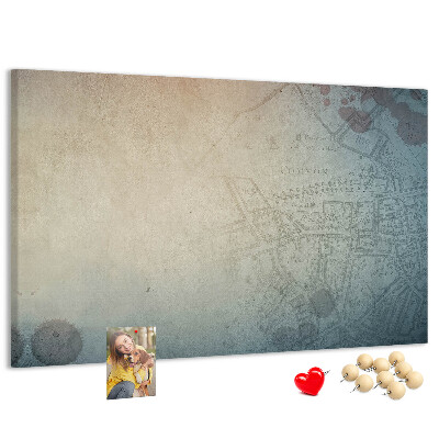 Tablero de corcho decorado mapa antiguo con delicadas manchas