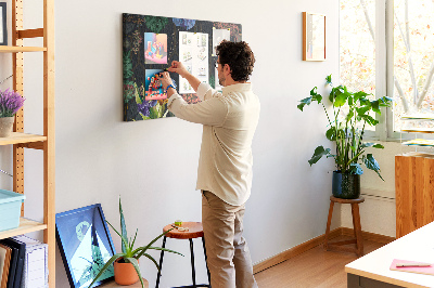 Tablero de anuncios con estampado floral de pájaro colorido