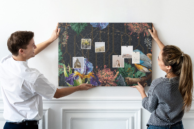Tablero de anuncios con estampado floral de pájaro colorido