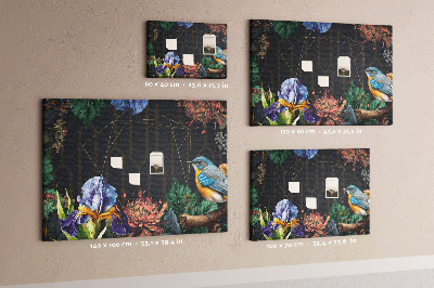 Tablero de anuncios con estampado floral de pájaro colorido