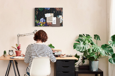 Tablero de anuncios con estampado floral de pájaro colorido
