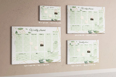 Agenda semanal de color verde con diseño de plantas