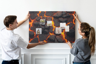 Pizarra de corcho Rocas volcánicas con lava fluyendo