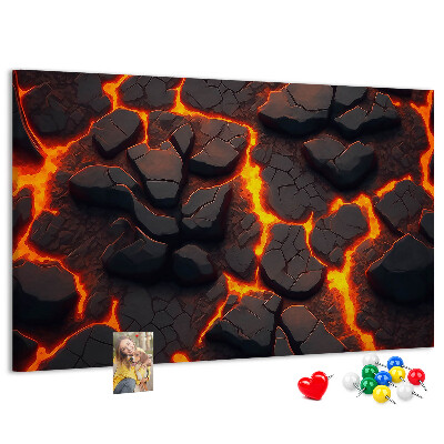 Pizarra de corcho Rocas volcánicas con lava fluyendo