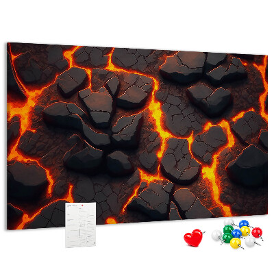 Pizarra de corcho Rocas volcánicas con lava fluyendo