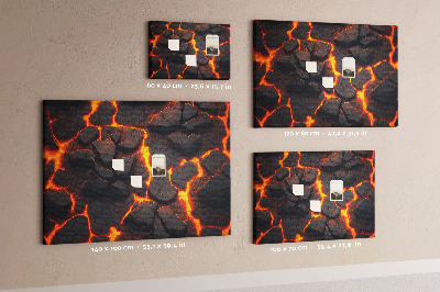 Pizarra de corcho Rocas volcánicas con lava fluyendo