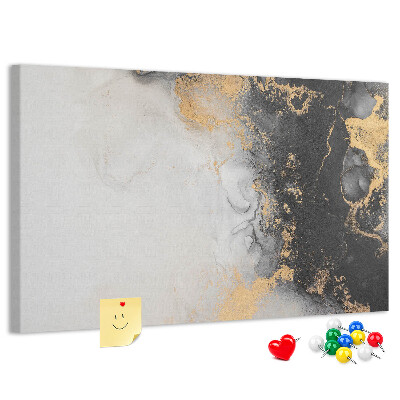 Tablero de corcho decorado Elegante abstracción en tonos negros.