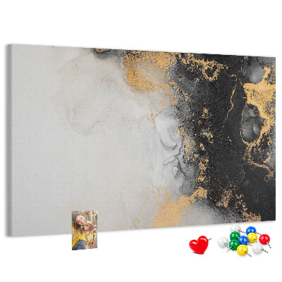 Tablero de corcho decorativo con diseño de abstracción elegante en tonos negros