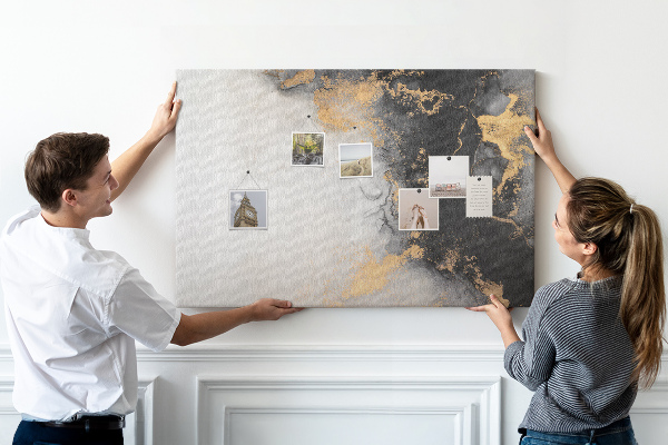 Tablero de corcho decorativo con diseño de abstracción elegante en tonos negros