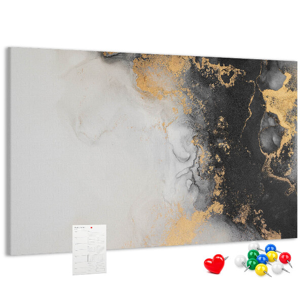 Tablero de corcho decorativo con diseño de abstracción elegante en tonos negros