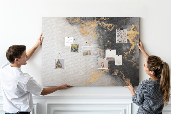 Tablero de corcho decorativo con diseño de abstracción elegante en tonos negros