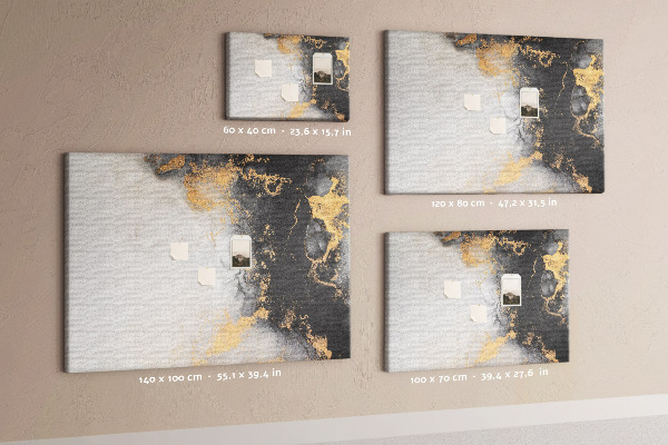 Tablero de corcho decorativo con diseño de abstracción elegante en tonos negros