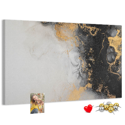 Tablero de corcho decorativo con diseño de abstracción elegante en tonos negros