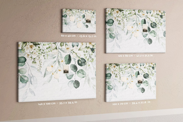 Pizarra de corcho con diseños florales y de hojas en tonos pastel