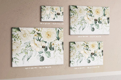 Tablero de corcho decorado con estampado floral en tonos delicados