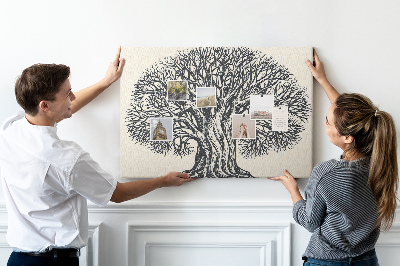 Tablero de corcho decorado Ramas de árbol entrelazadas en color negro.
