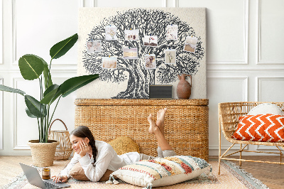 Tablero de corcho decorado Ramas de árbol entrelazadas en color negro.