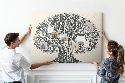 Tablero de corcho decorado Ramas de árbol entrelazadas en color negro.
