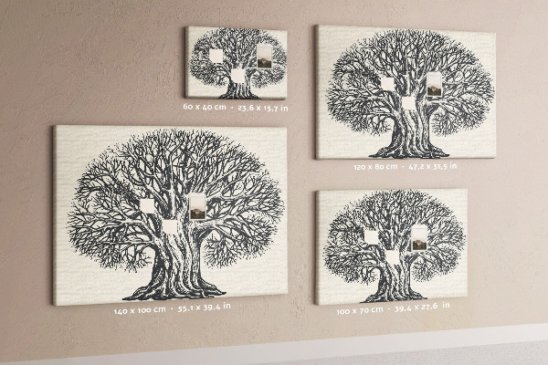 Tablero de corcho decorado Ramas de árbol entrelazadas en color negro.