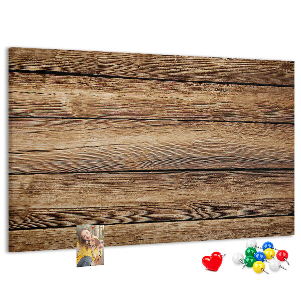 Tablero de anuncios de madera natural en tonos cálidos