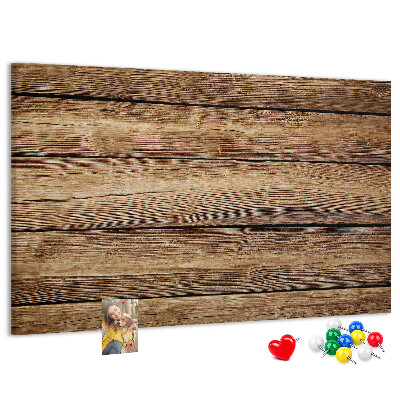 Tablero de anuncios de madera natural en tonos cálidos