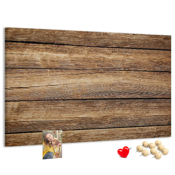 Tablero de anuncios de madera natural en tonos cálidos