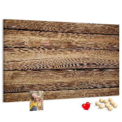 Tablero de anuncios de madera natural en tonos cálidos