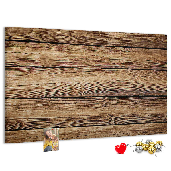 Tablero de anuncios de madera natural en tonos cálidos