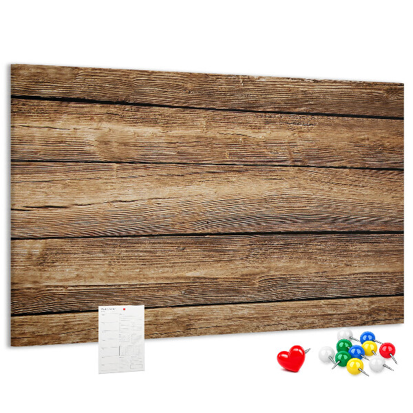 Tablero de anuncios de madera natural en tonos cálidos