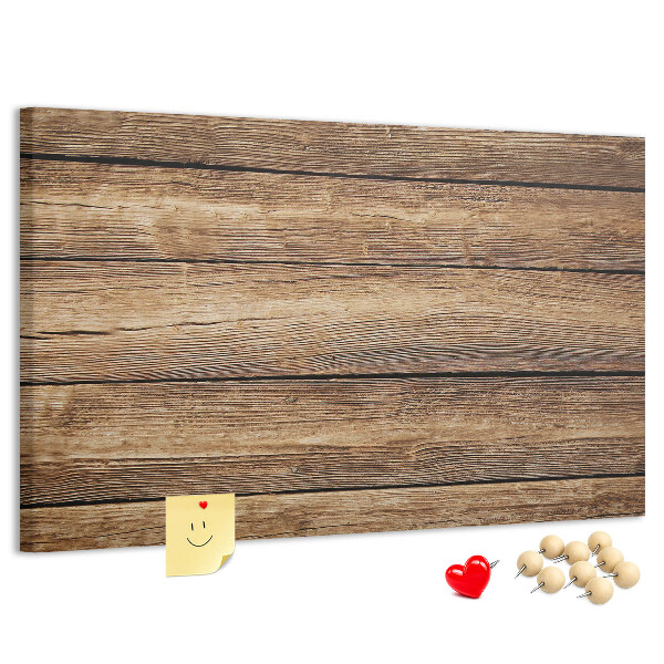 Tablero de anuncios de madera natural en tonos cálidos