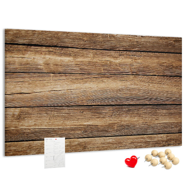 Tablero de anuncios de madera natural en tonos cálidos