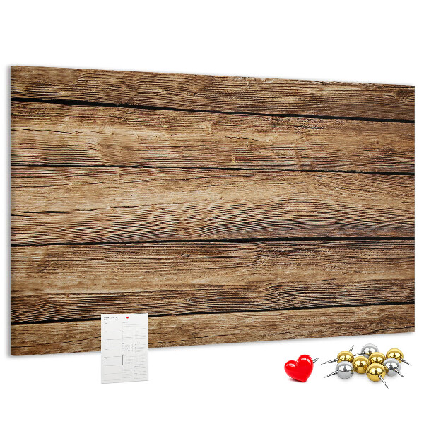 Tablero de anuncios de madera natural en tonos cálidos