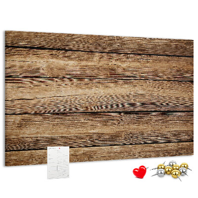 Tablero de anuncios de madera natural en tonos cálidos