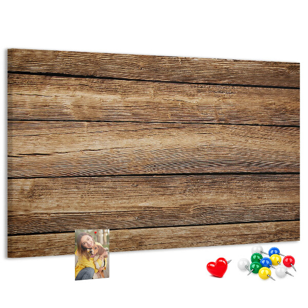 Tablero de anuncios de madera natural en tonos cálidos