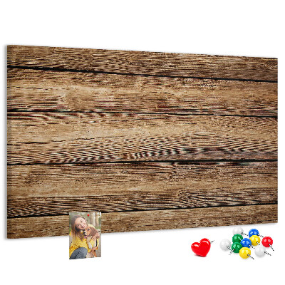Tablero de anuncios de madera natural en tonos cálidos