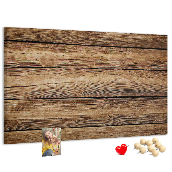 Tablero de anuncios de madera natural en tonos cálidos