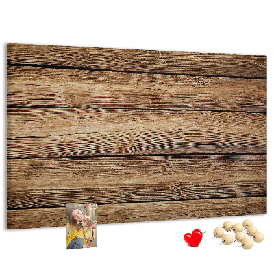 Tablero de anuncios de madera natural en tonos cálidos