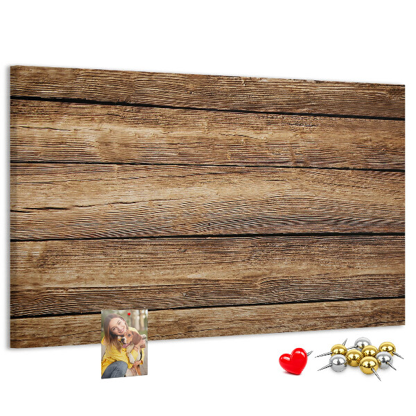 Tablero de anuncios de madera natural en tonos cálidos