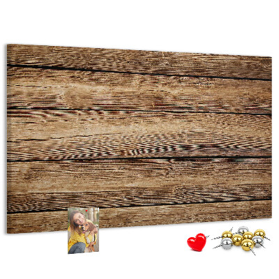 Tablero de anuncios de madera natural en tonos cálidos