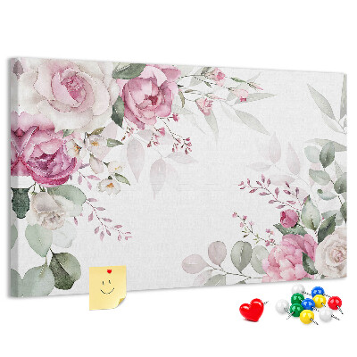 Pizarra de corcho con estampado floral en tonos pastel