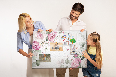 Pizarra de corcho con estampado floral en tonos pastel