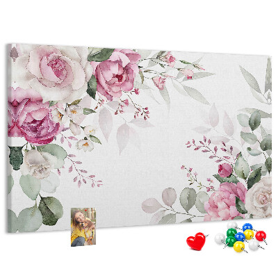 Pizarra de corcho con estampado floral en tonos pastel