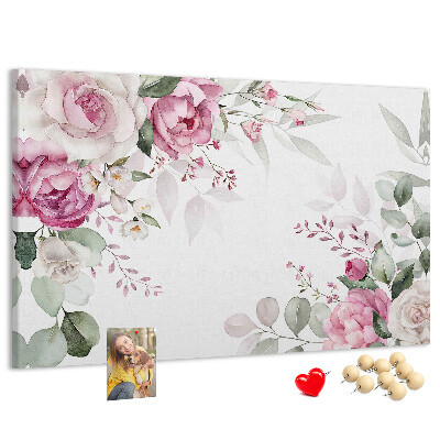Pizarra de corcho con estampado floral en tonos pastel