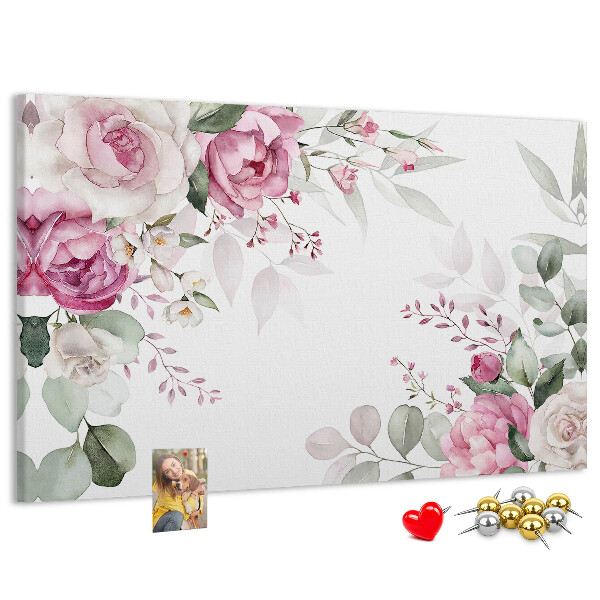 Pizarra de corcho con estampado floral en tonos pastel