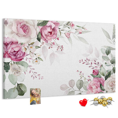 Pizarra de corcho con estampado floral en tonos pastel