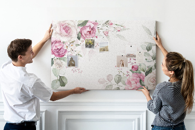 Pizarra de corcho con estampado floral en tonos pastel