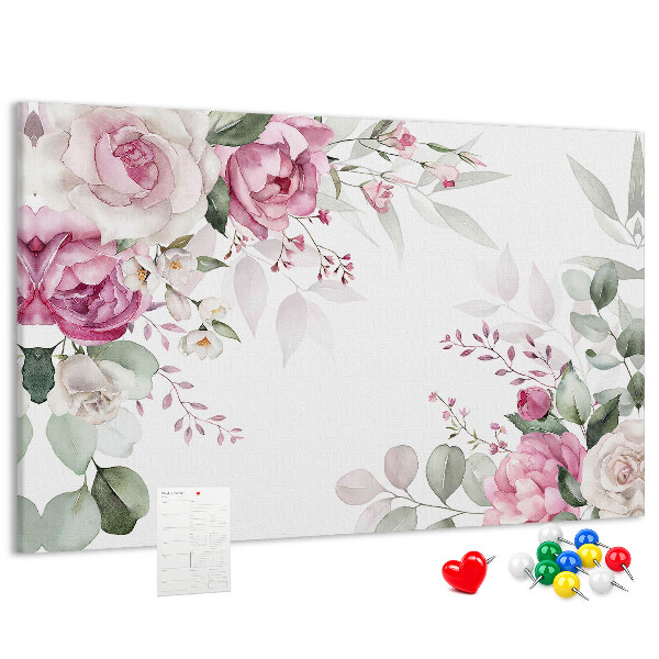 Pizarra de corcho con estampado floral en tonos pastel