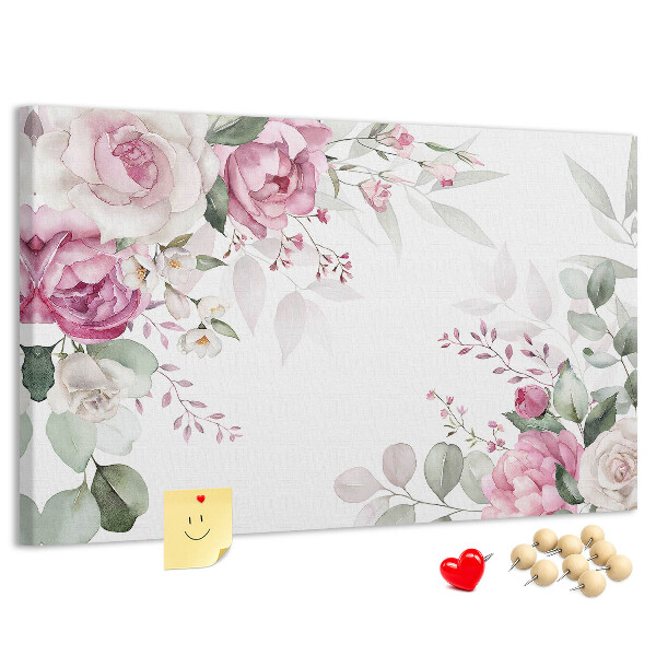 Pizarra de corcho con estampado floral en tonos pastel