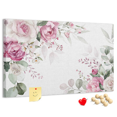 Pizarra de corcho con estampado floral en tonos pastel